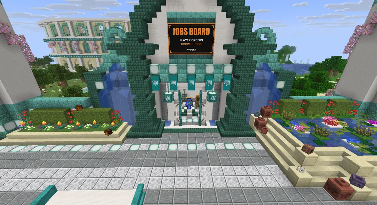 The Jobs Board building at MiningMaven SMP spawn