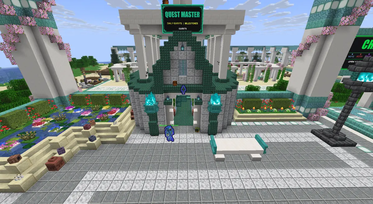 The Quest Master building at MiningMaven SMP spawn