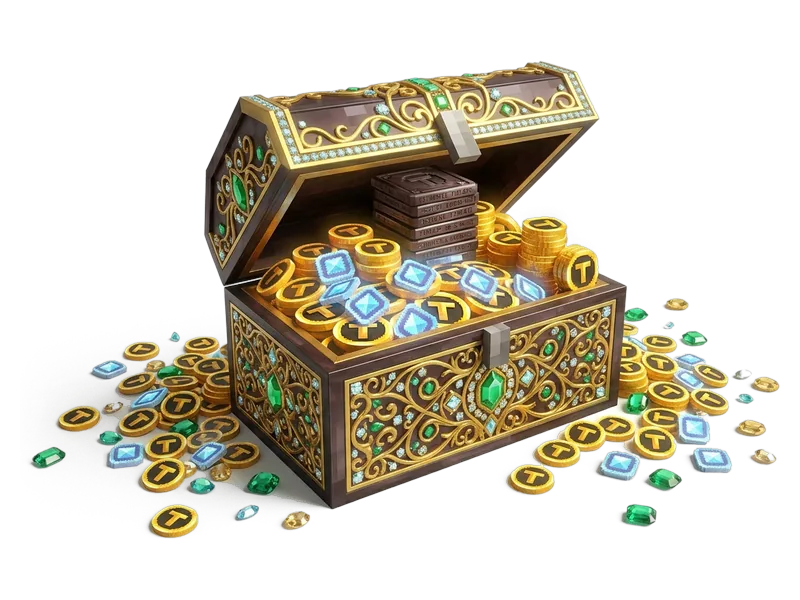 7,500 Tokens: a treasure chest of Token coins